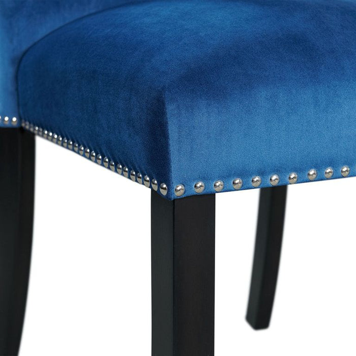 Francesca Rectangular Blue Velvet Dining Side Chair