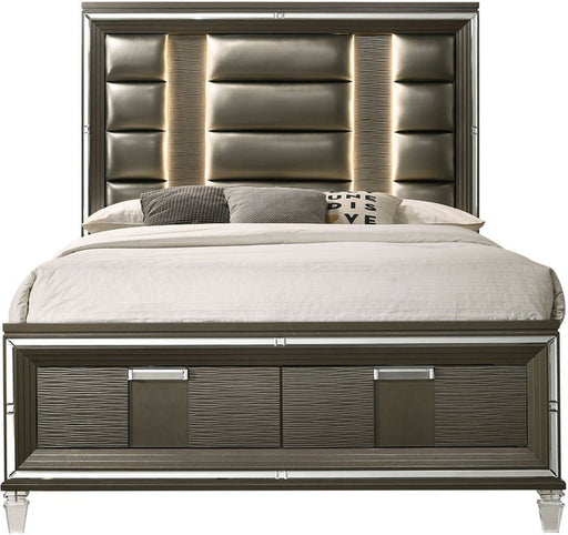 Twenty Nine Copper Queen Panel Bed With LED & Storage Drawers