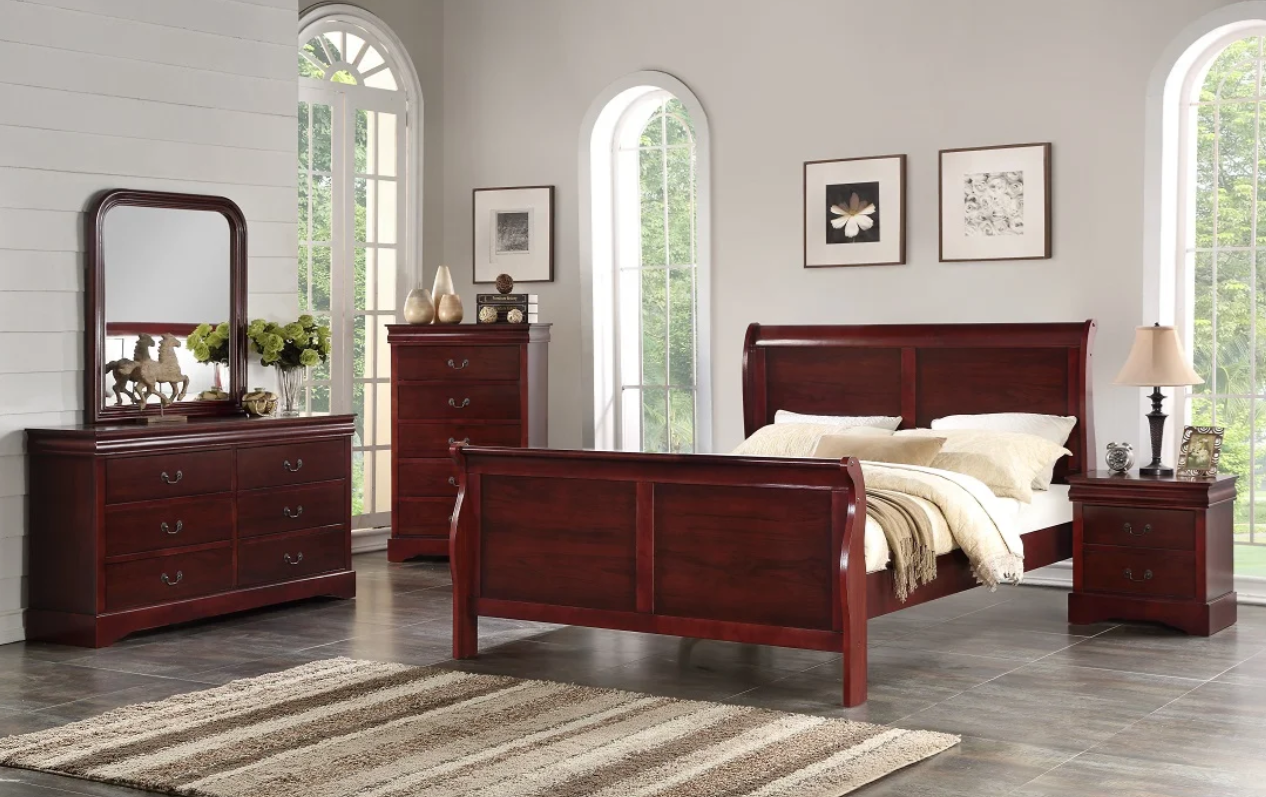 The Louis Philippe Queen 5 Piece Set (Bed, Nightstand, Dresser