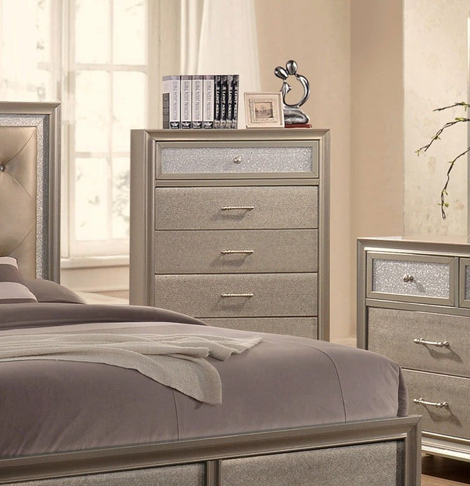 Lila Champagne 5 Piece Queen Bedroom Set