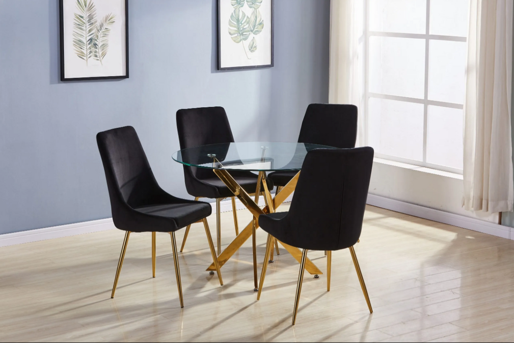 Round Gold 5 Piece Dining Room Set