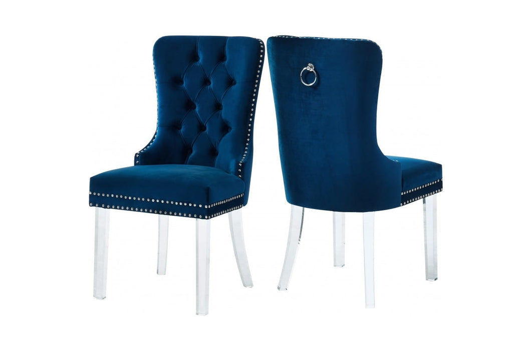 Andrea Velvet Tufted Dining Chair With Stainless Steel Legs