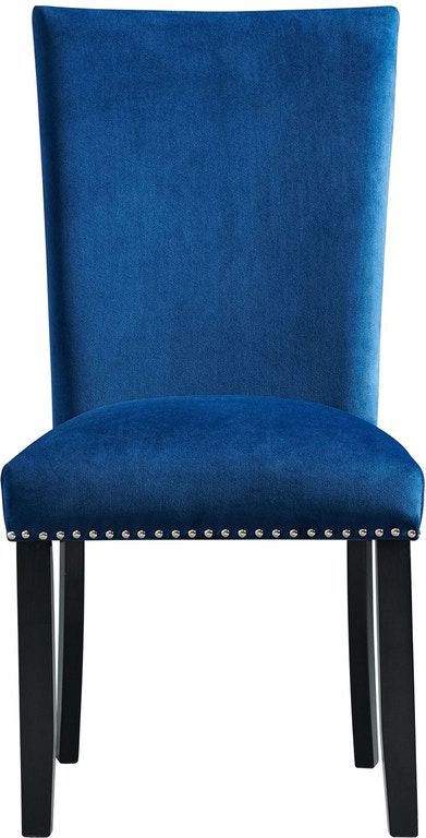Francesca Rectangular Blue Velvet Dining Side Chair